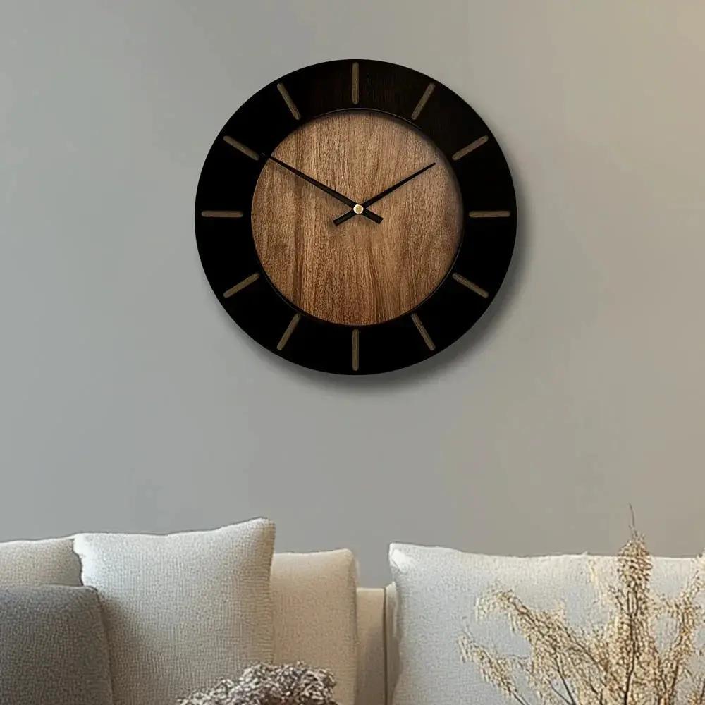 Wooden Silent Wall Clock with Vintage Design by House Of Avana