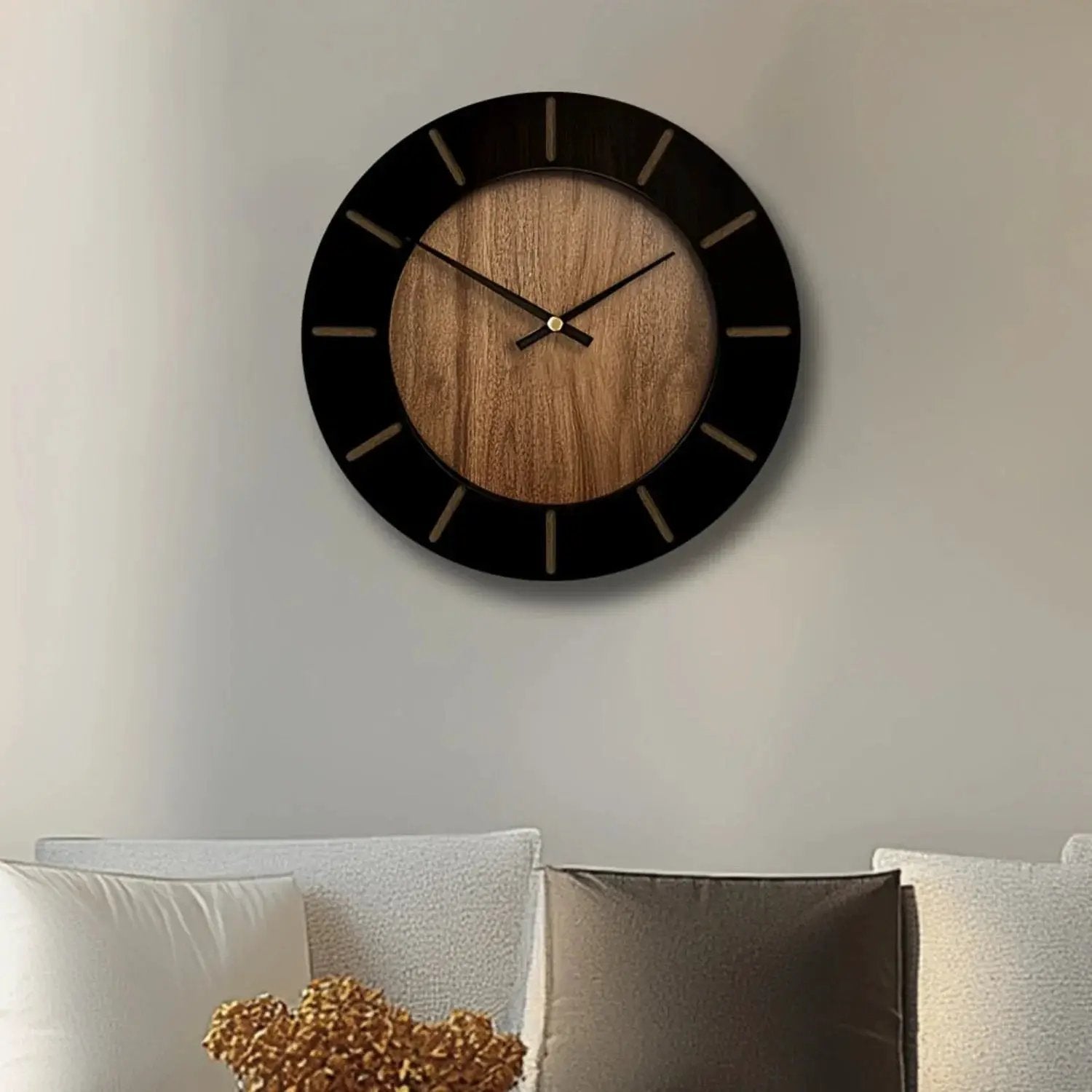 Wooden Silent Wall Clock with Vintage Design by House Of Avana