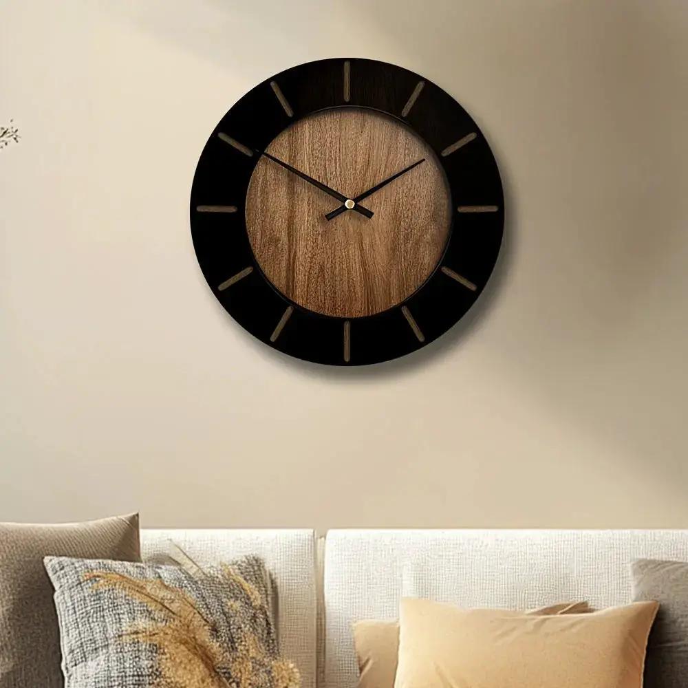 Wooden Silent Wall Clock with Vintage Design by House Of Avana