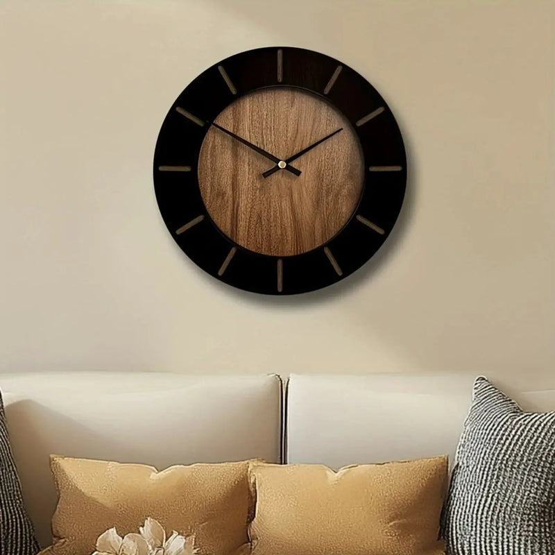 Wooden Silent Wall Clock with Vintage Design by House Of Avana