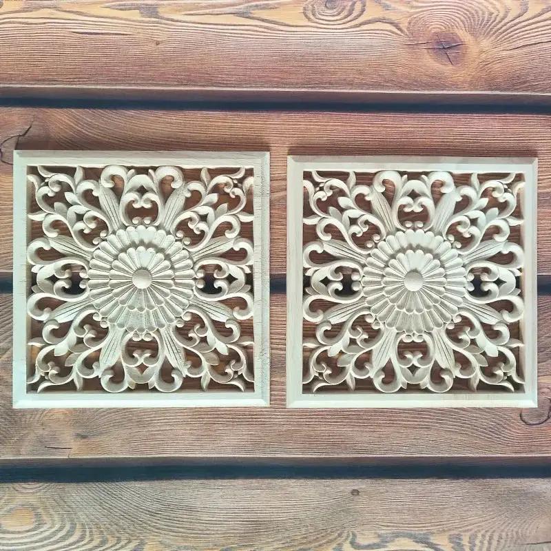 Wooden Square Applique 20cm Unpainted Home Decor Cornice by House Of Avana