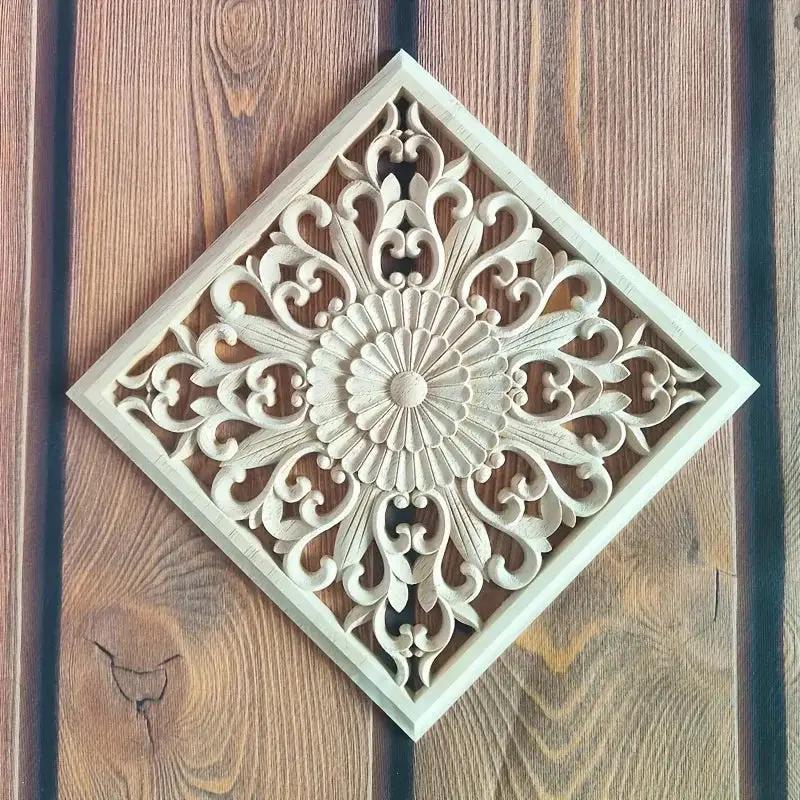 Wooden Square Applique 20cm Unpainted Home Decor Cornice by House Of Avana