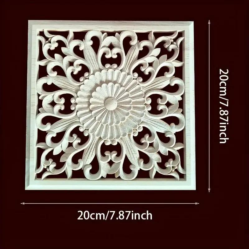 Wooden Square Applique 20cm Unpainted Home Decor Cornice by House Of Avana