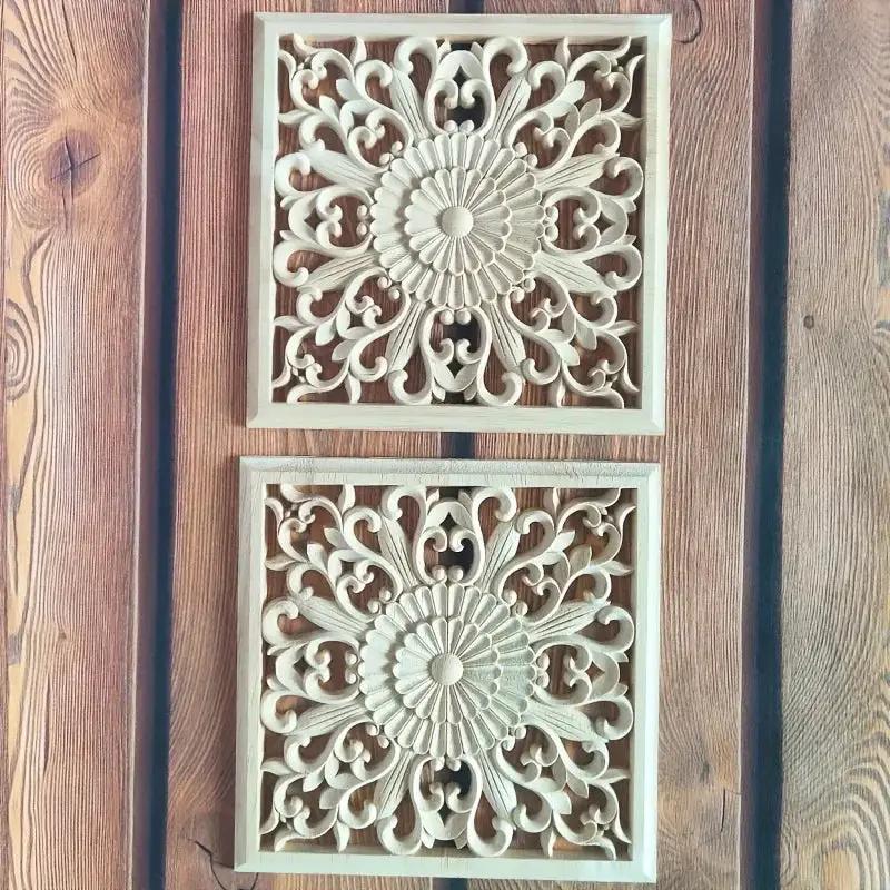 Wooden Square Applique 20cm Unpainted Home Decor Cornice by House Of Avana
