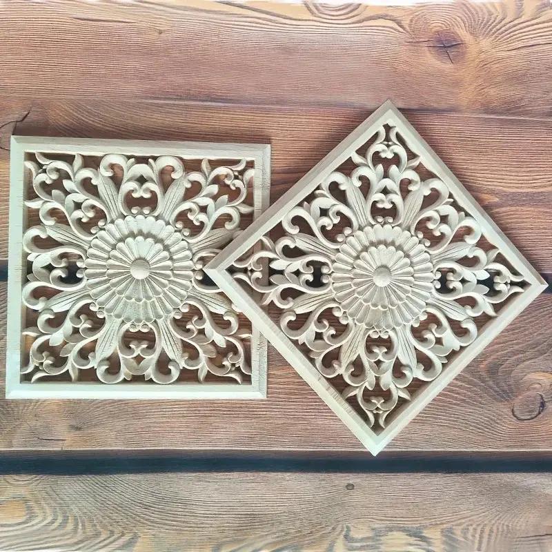 Wooden Square Applique 20cm Unpainted Home Decor Cornice by House Of Avana