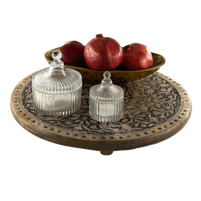 Wooden Tray - Rustic Serving Circle by House Of Avana