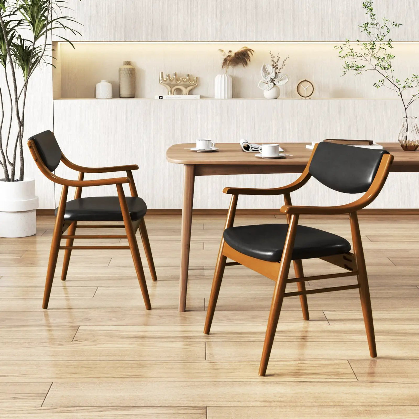 Wooden Dining Chair Set of 2 with Padded Seat and Back by DirectDeals