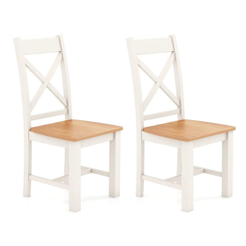 Wooden Dining Chairs Set of 2 with High Back and Rubber Wood Frame-Natural by DirectDeals