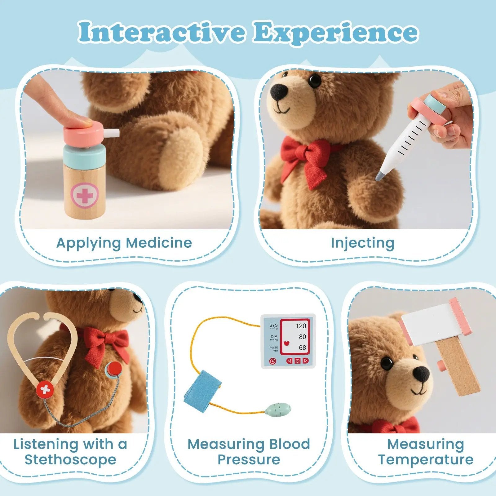 Wooden Doctor Playset with Stethoscope for Toddlers over 3 Years Old by DirectDeals