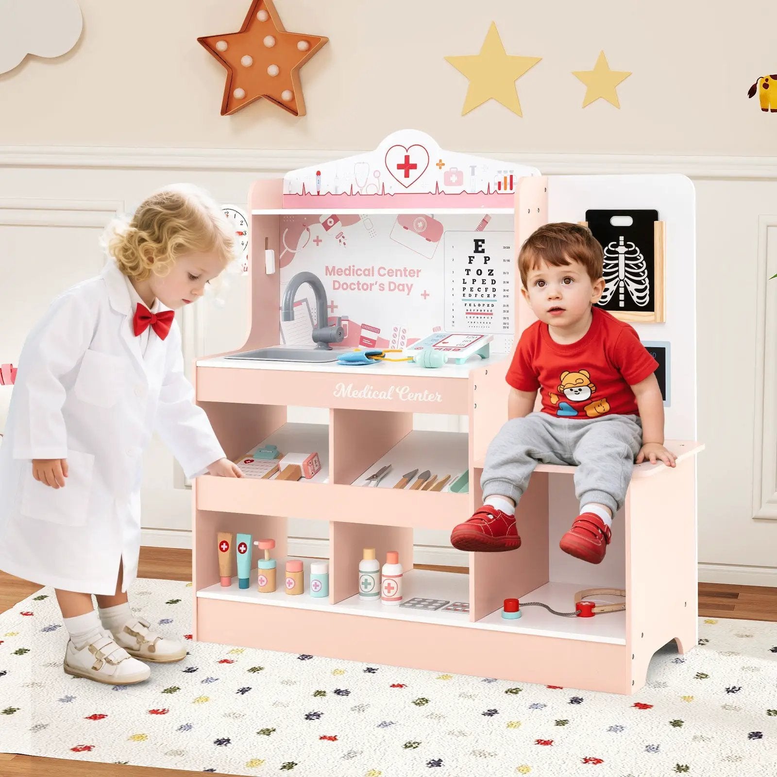 Wooden Doctor Playset with Stethoscope for Toddlers over 3 Years Old by DirectDeals