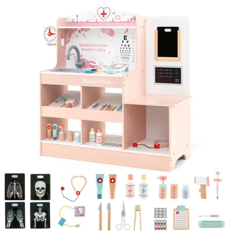 Wooden Doctor Playset with Stethoscope for Toddlers over 3 Years Old by DirectDeals