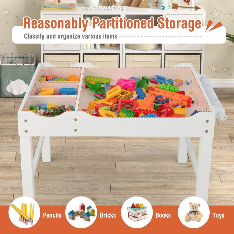 Wooden Kids Multi Activity Play Table with Storage Paper Roll by DirectDeals
