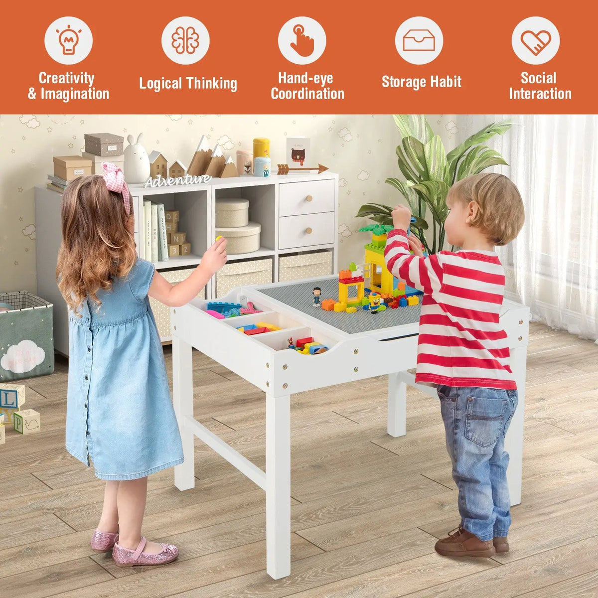 Wooden Kids Multi Activity Play Table with Storage Paper Roll, photo 6 of 9