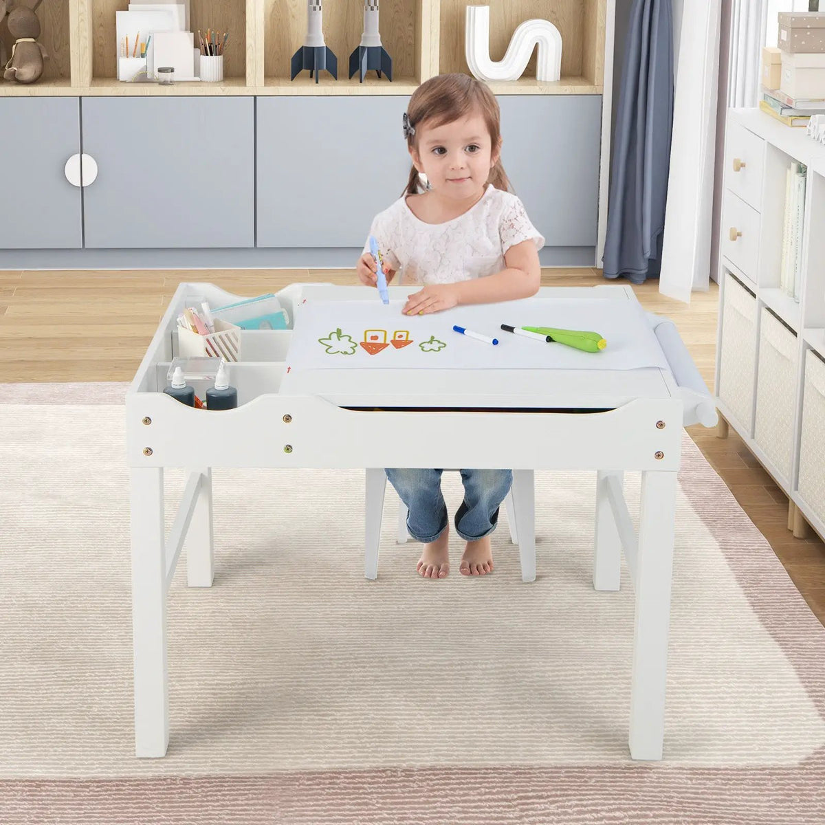 Wooden Kids Multi Activity Play Table with Storage Paper Roll