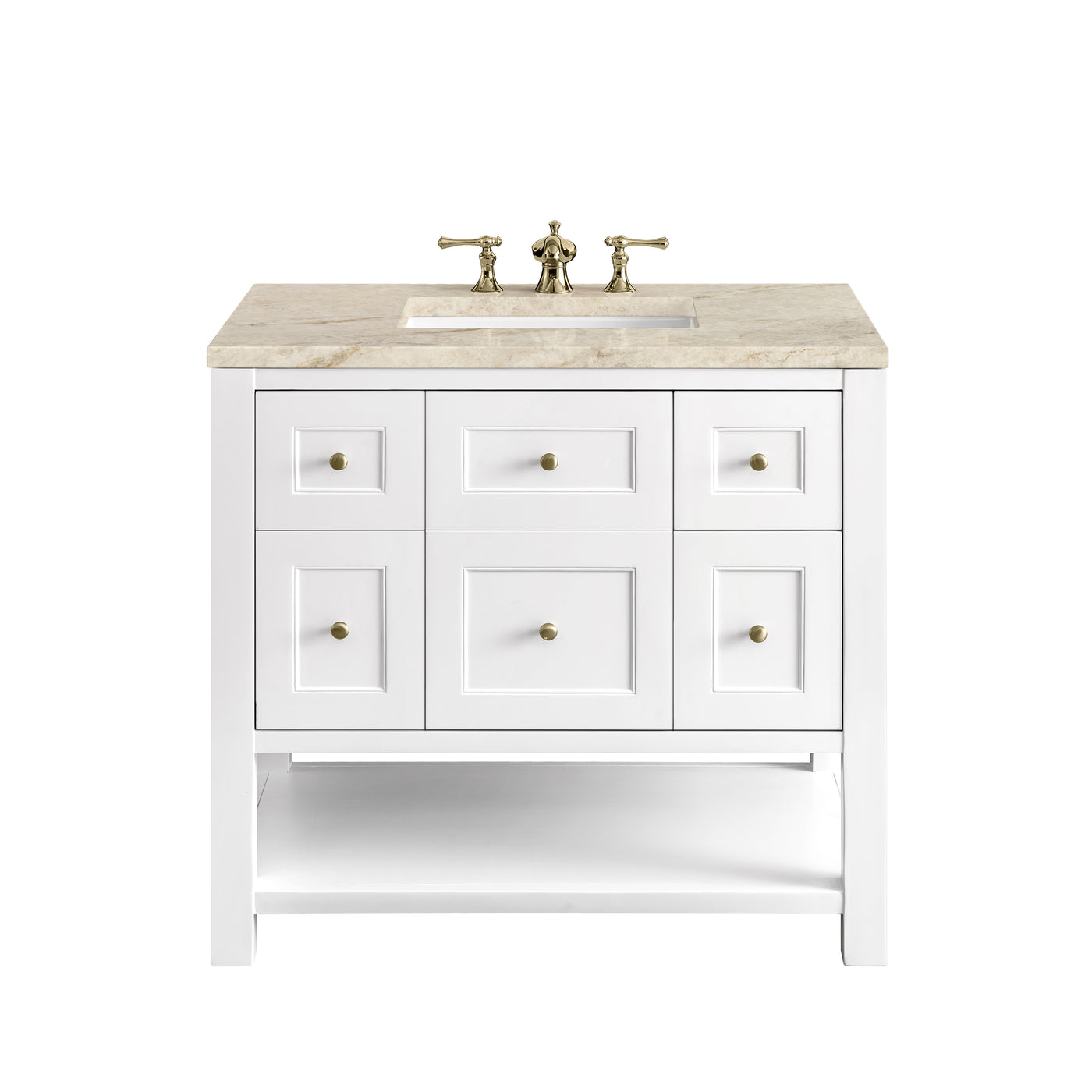 James Martin Breckenridge 36" Single Bathroom Vanity, Bright White with Tajnar countertop