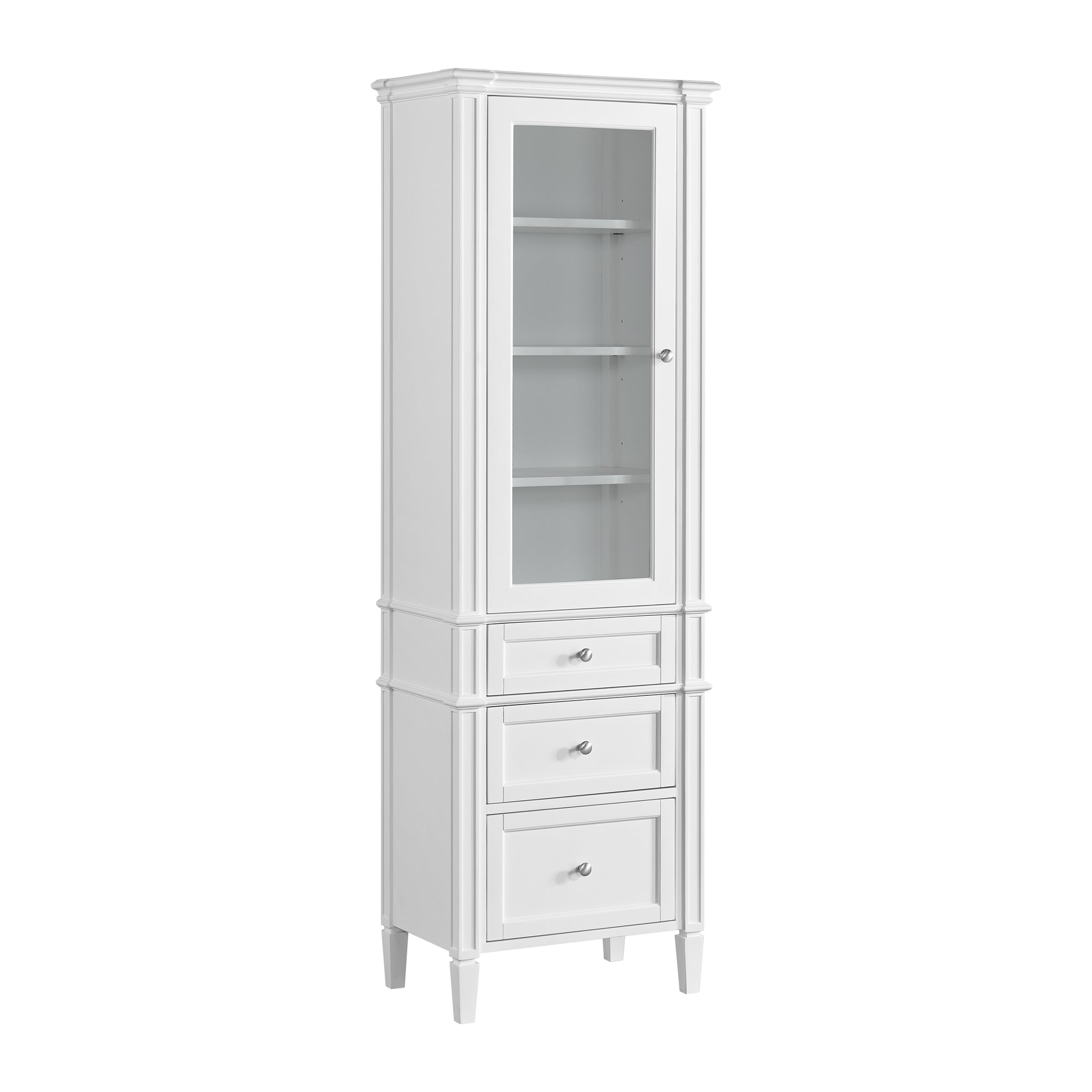 James Martin Brittany Linen Cabinet, Bright White, view 9