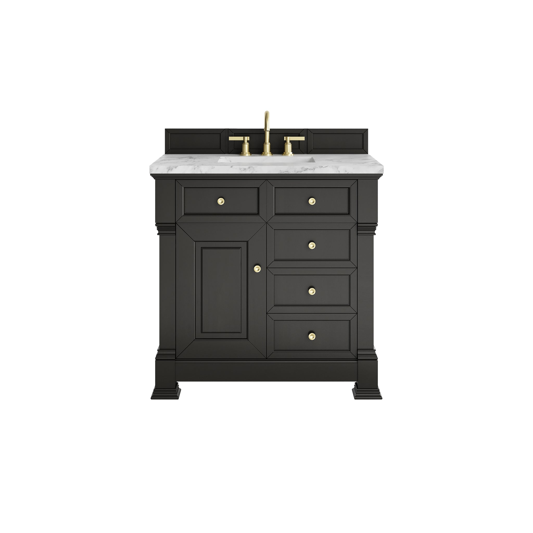 James Martin Brookfield 36" Single Bathroom Vanity, Black Onyx with Carrara White countertop