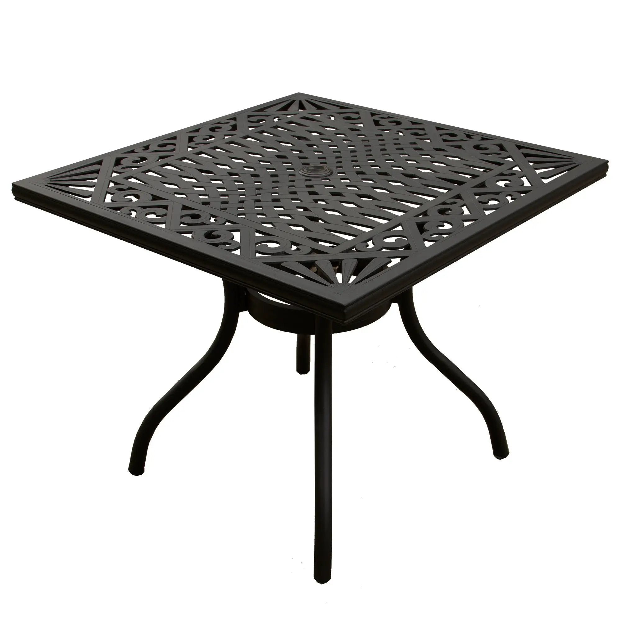 Outdoor Aluminum 5pc Square Black Patio Dining Set with Four Chairs by Sharicks