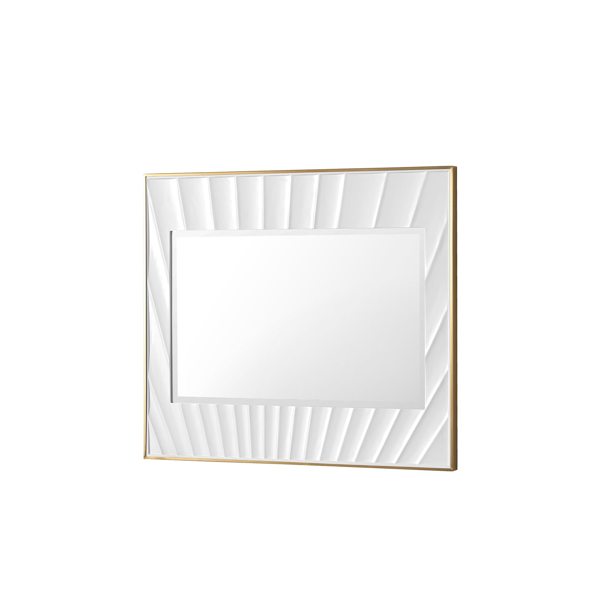James Martin Soleil 36" Mirror, Matte White with Gold, view 4