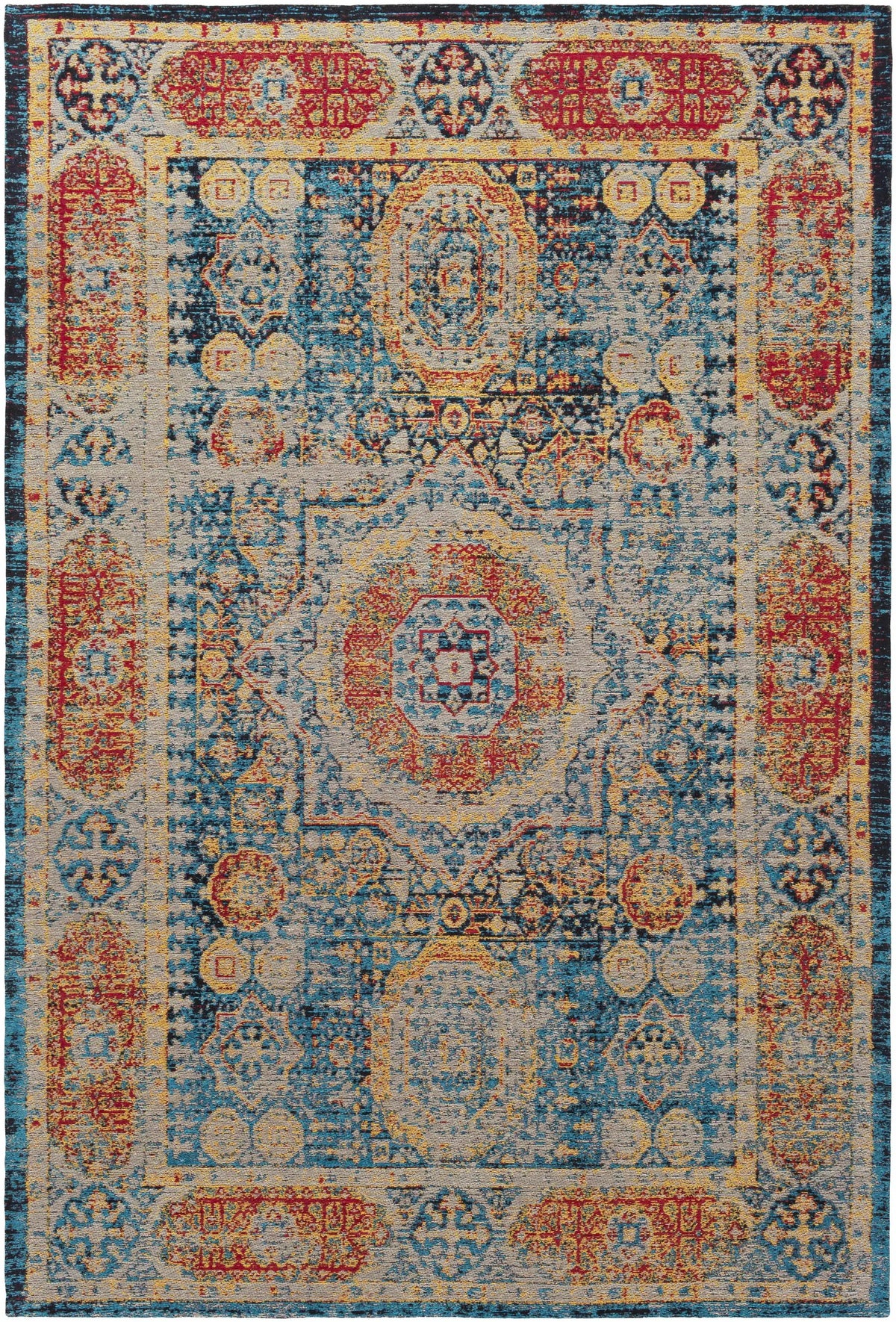 Wrangell Blue/Red Damask Carpet - Clearance, photo 7 of 8