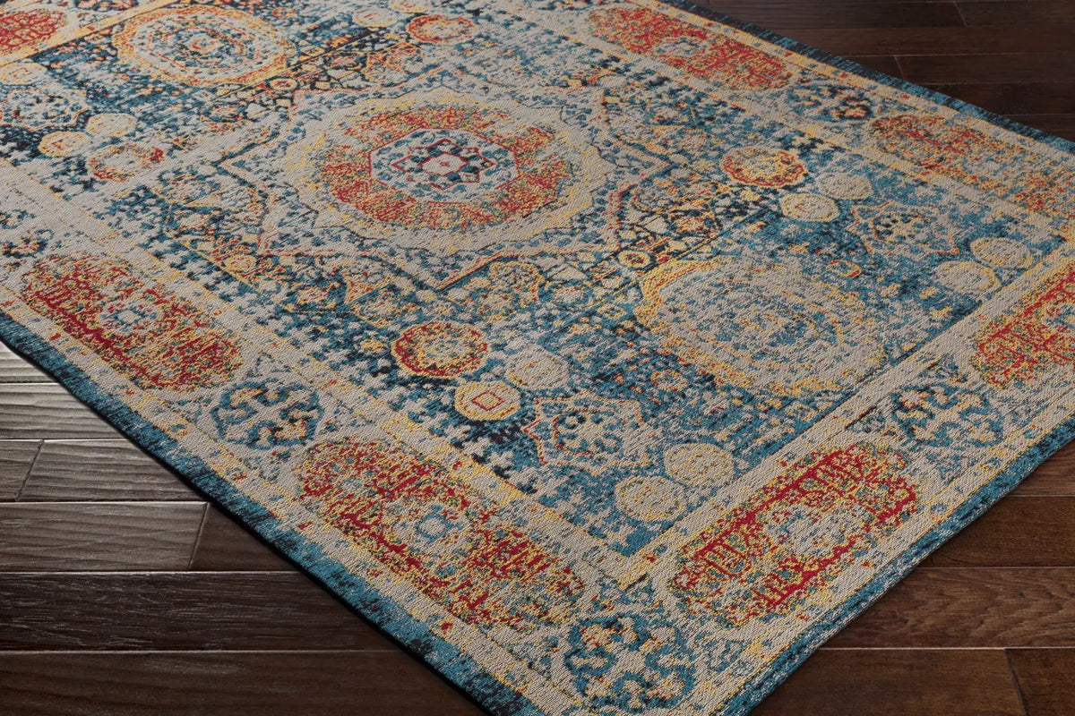 Wrangell Blue/Red Damask Carpet - Clearance, photo 5 of 8