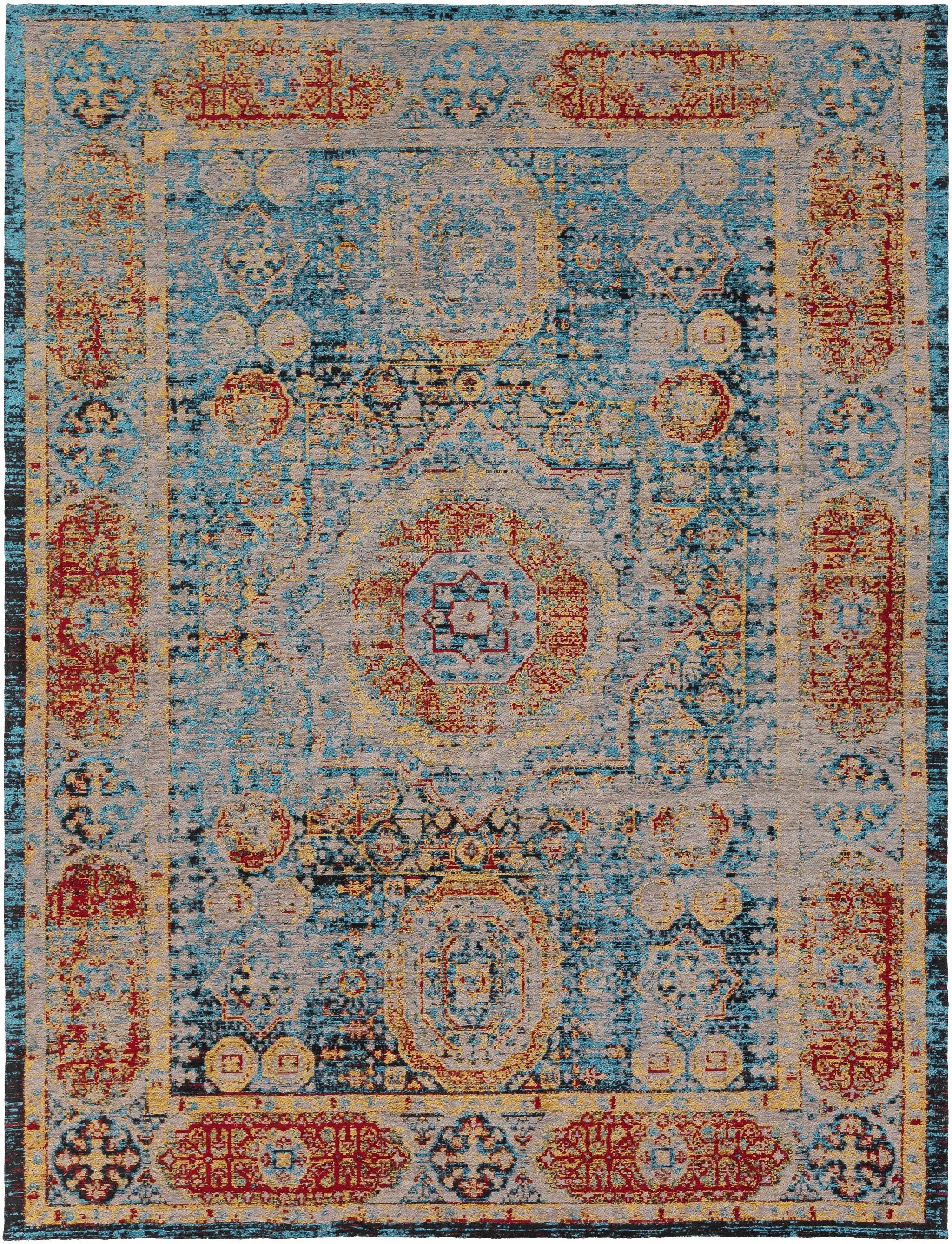Wrangell Blue/Red Damask Carpet - Clearance by Boutique Rugs