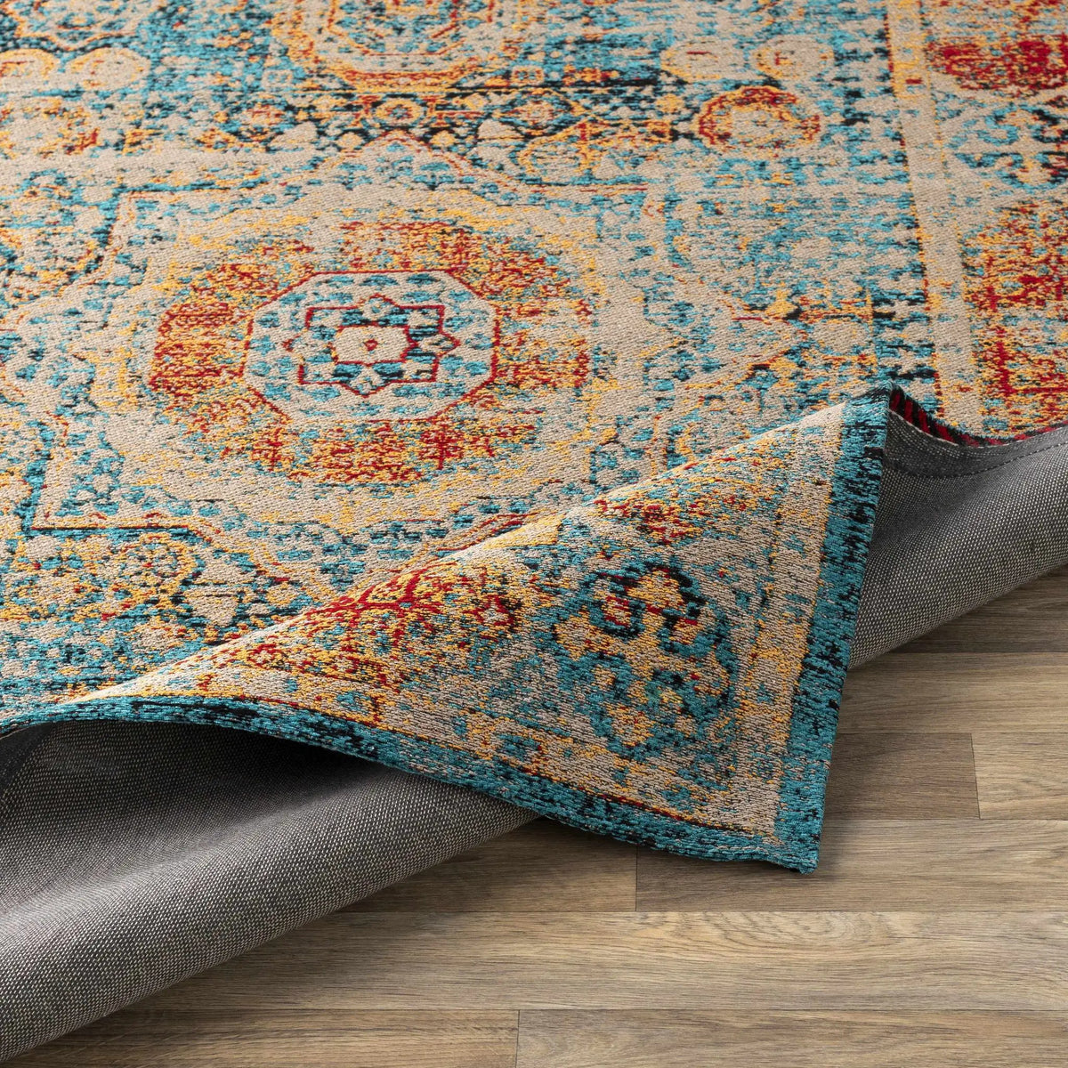 Wrangell Blue/Red Damask Carpet - Clearance, photo 6 of 8