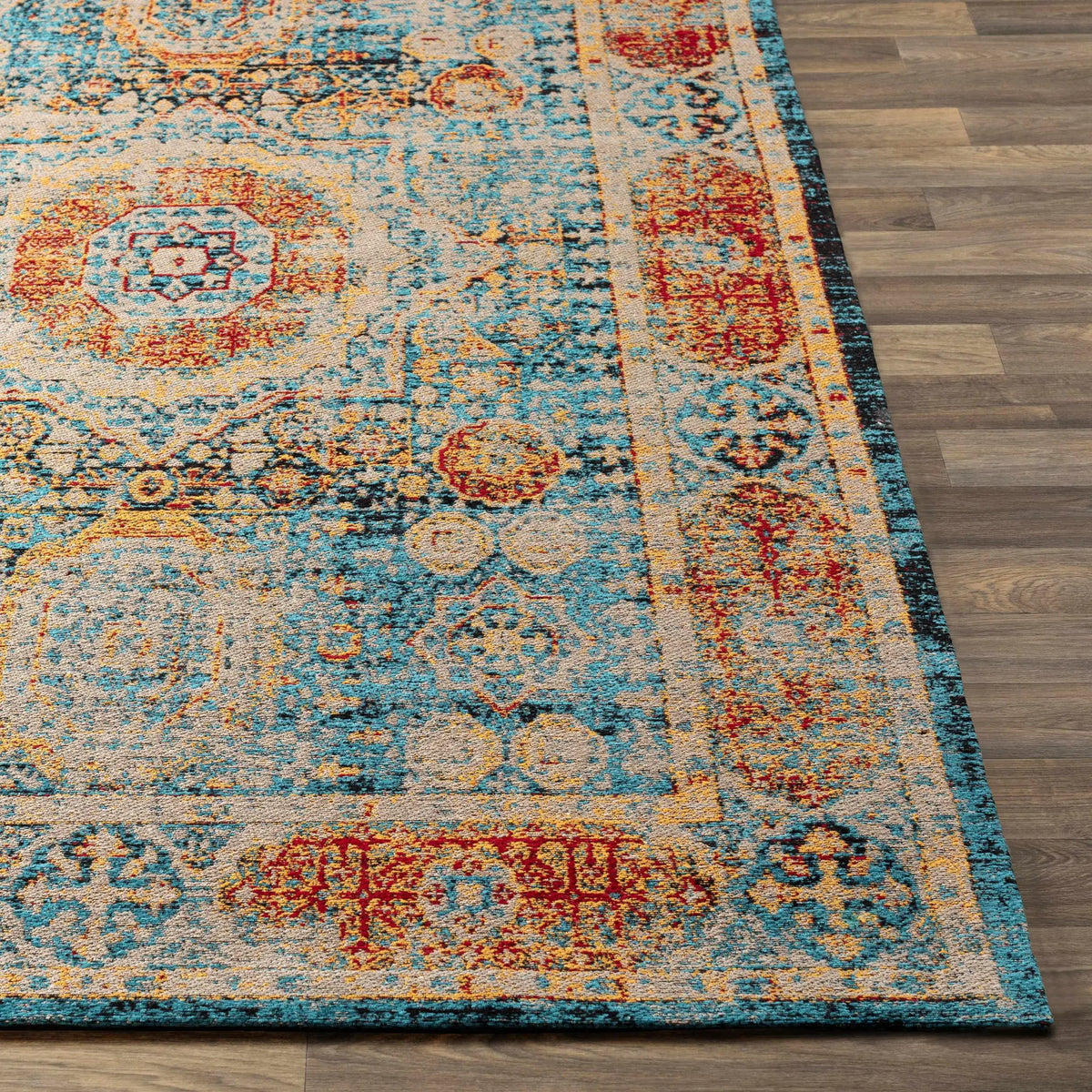Wrangell Blue/Red Damask Carpet - Clearance, photo 3 of 8