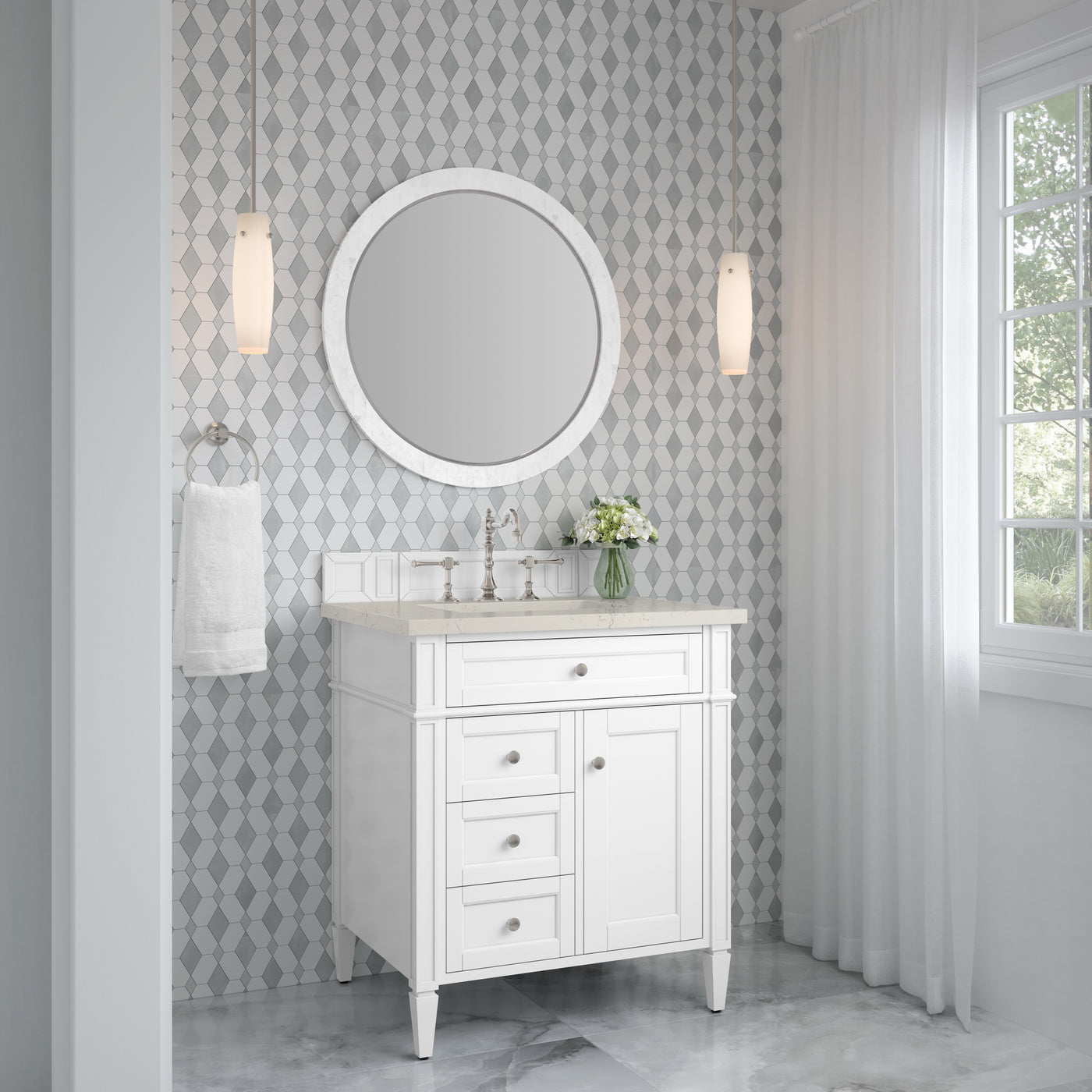 James Martin Brittany 30" Single Bathroom Vanity, Bright White, view 39