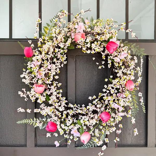 26 Inch Pink Blossom Wreath by Decor Steals