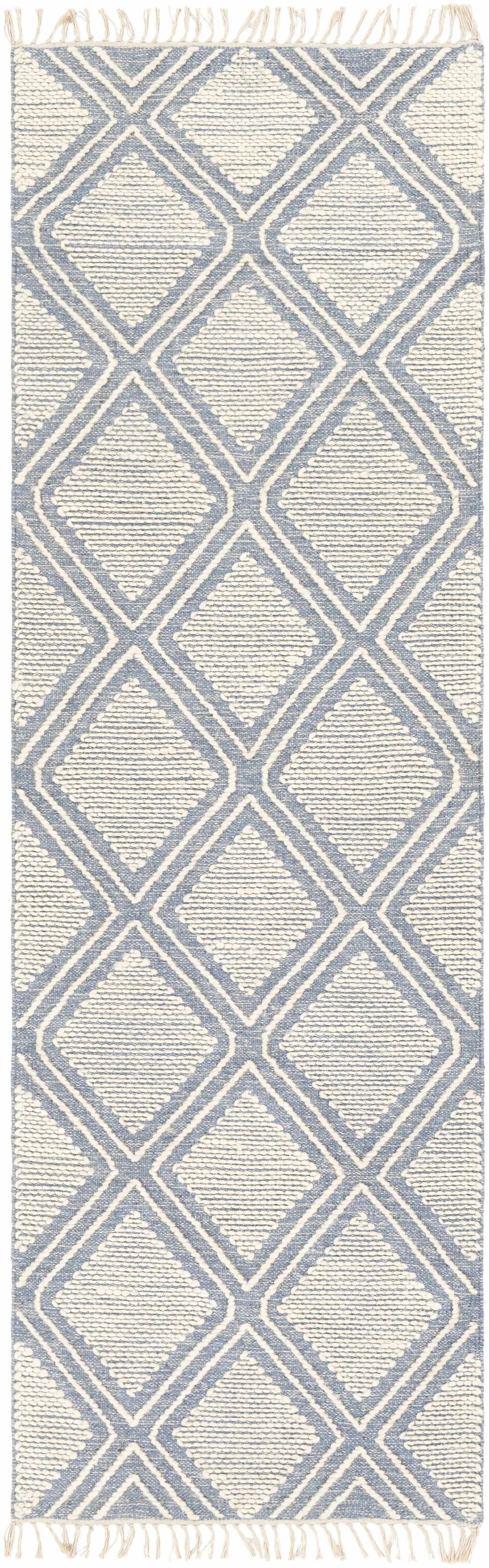 Wausa Denim Trellis on Cream Cotton/wool Rug - Clearance, photo 3 of 9