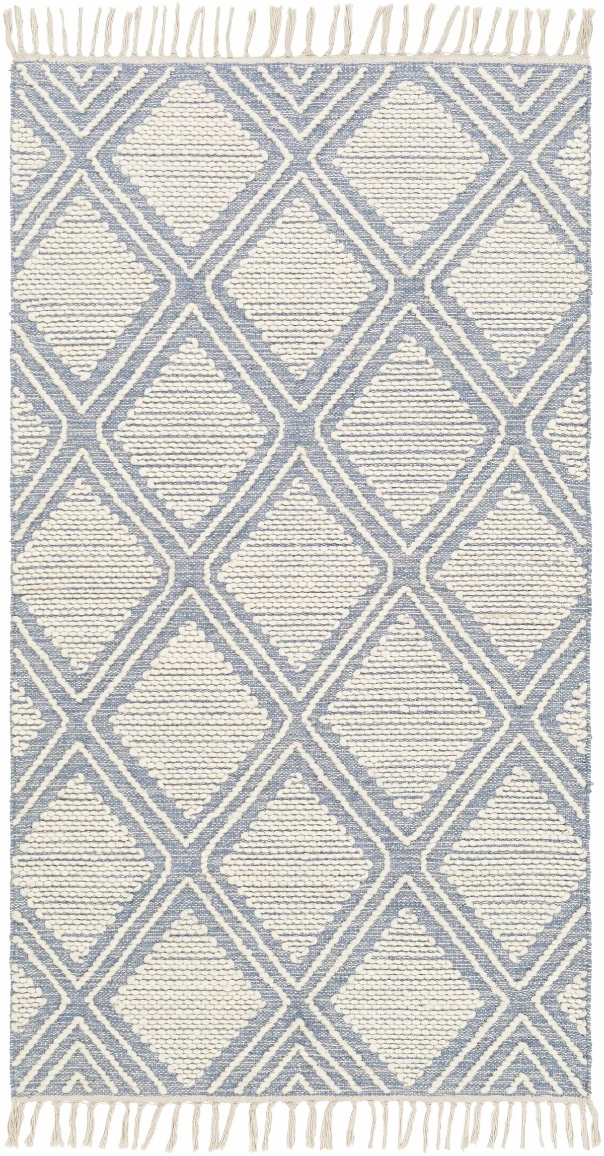 Wausa Denim Trellis on Cream Cotton/wool Rug - Clearance, photo 9 of 9