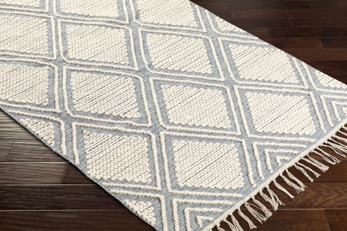 Wausa Denim Trellis on Cream Cotton/wool Rug - Clearance, photo 8 of 9