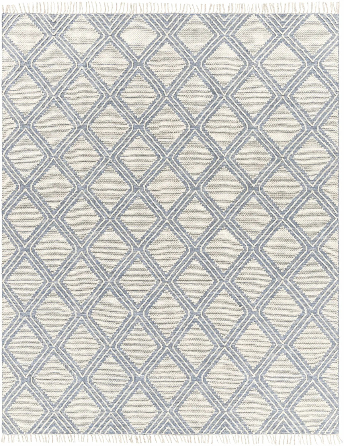 Wausa Denim Trellis on Cream Cotton/wool Rug - Clearance
