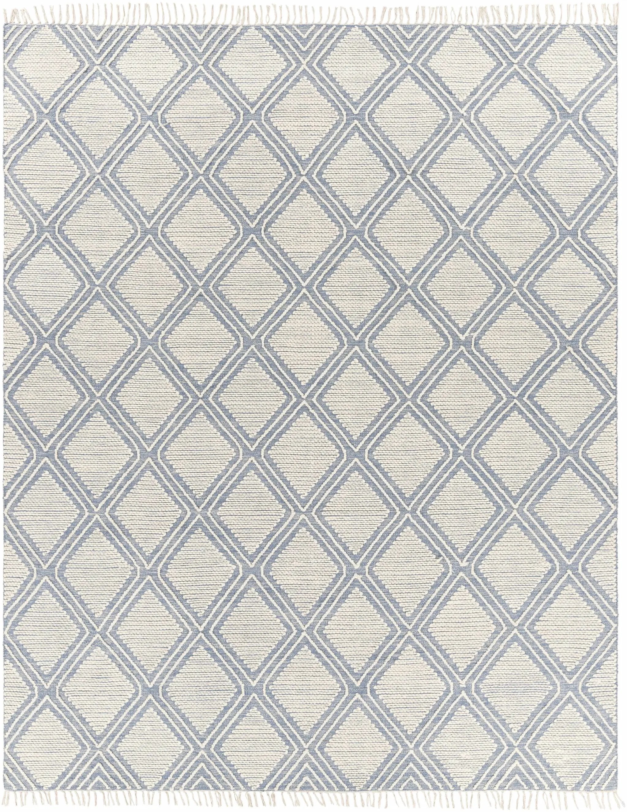 Wausa Denim Trellis on Cream Cotton/wool Rug - Clearance by Boutique Rugs