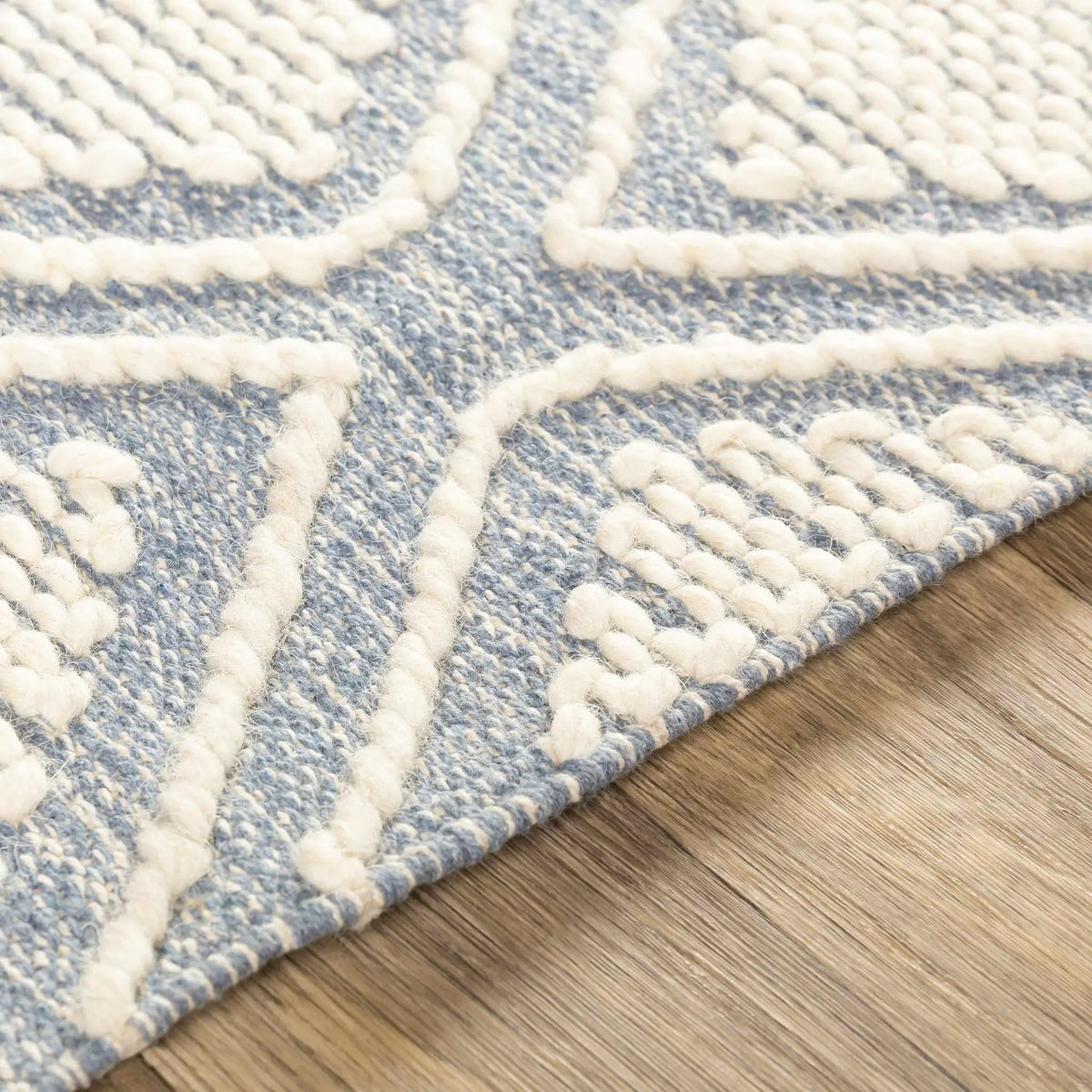 Wausa Denim Trellis on Cream Cotton/wool Rug - Clearance, photo 7 of 9