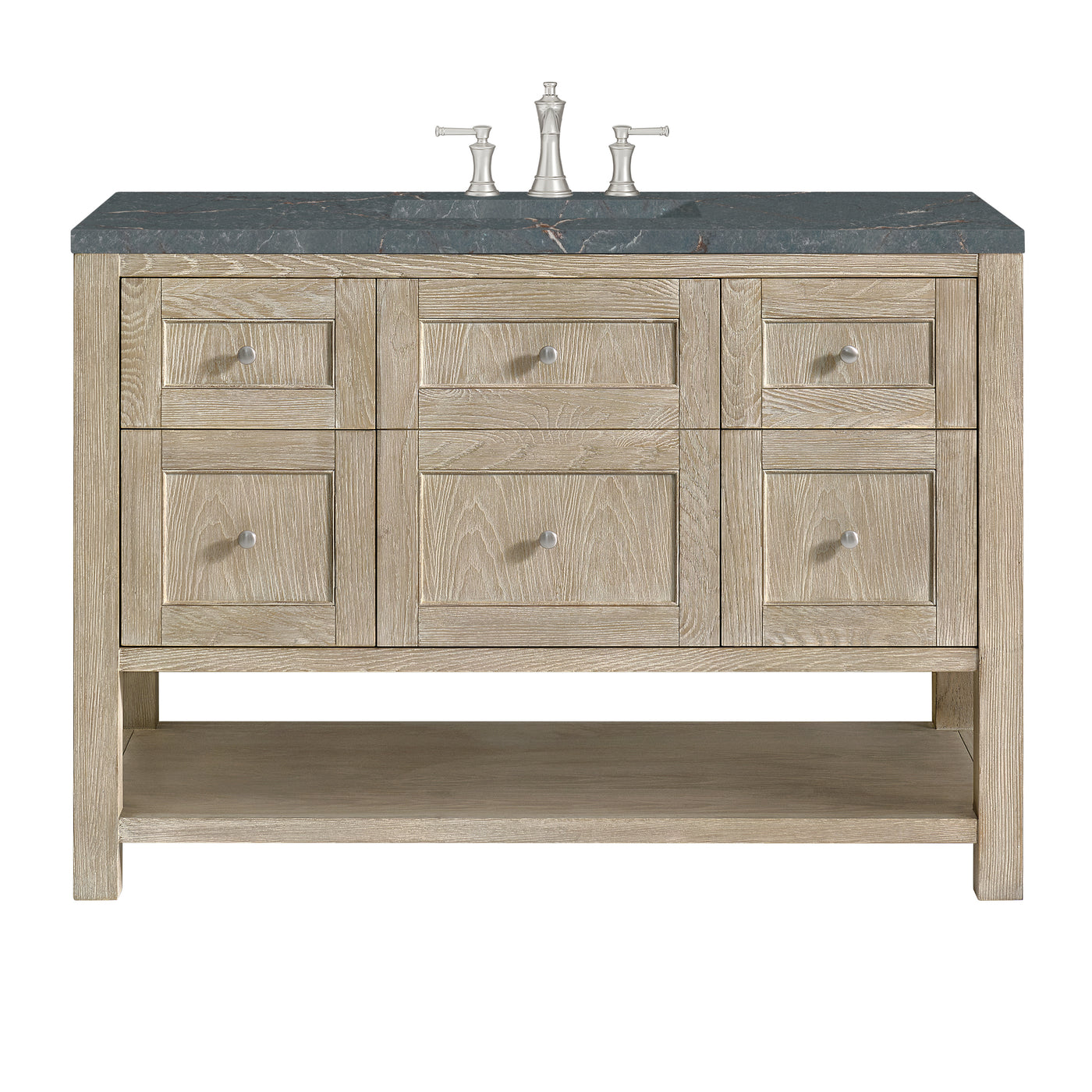 James Martin Breckenridge 48" Single Bathroom Vanity, Whitewashed Oak with Parisien Bleu (FreePower) countertop