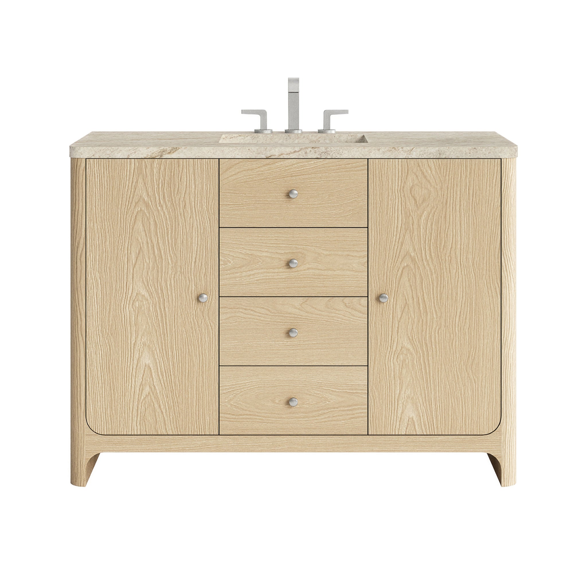James Martin Gracyn 48" Single Bathroom Vanity, Coastal Driftwood with Tajnar (Widespread) countertop