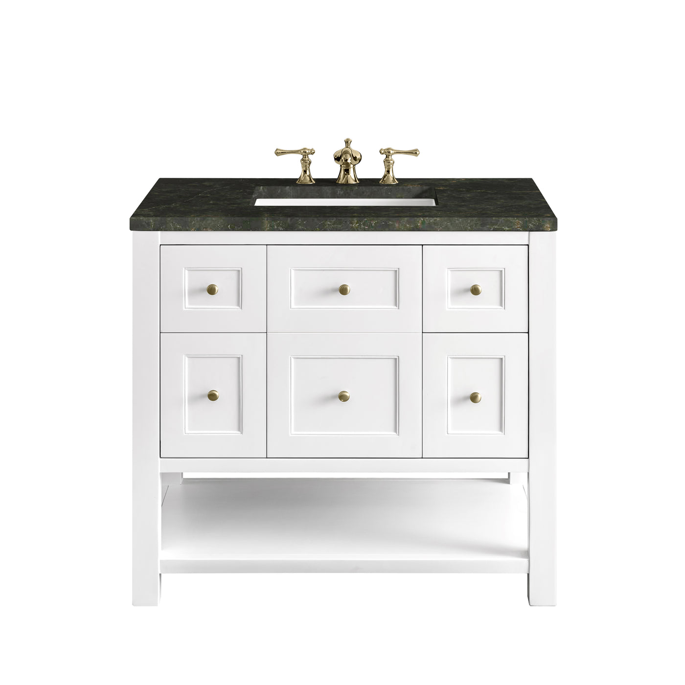 James Martin Breckenridge 36" Single Bathroom Vanity, Bright White with Phantome countertop