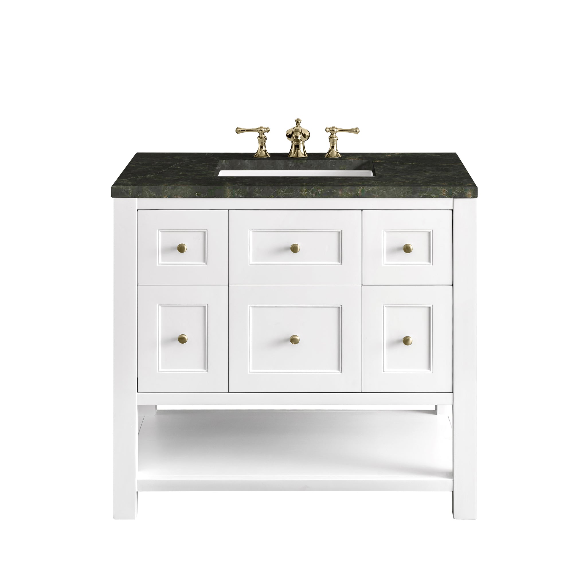 James Martin Breckenridge 36" Single Bathroom Vanity, Bright White with Phantome countertop