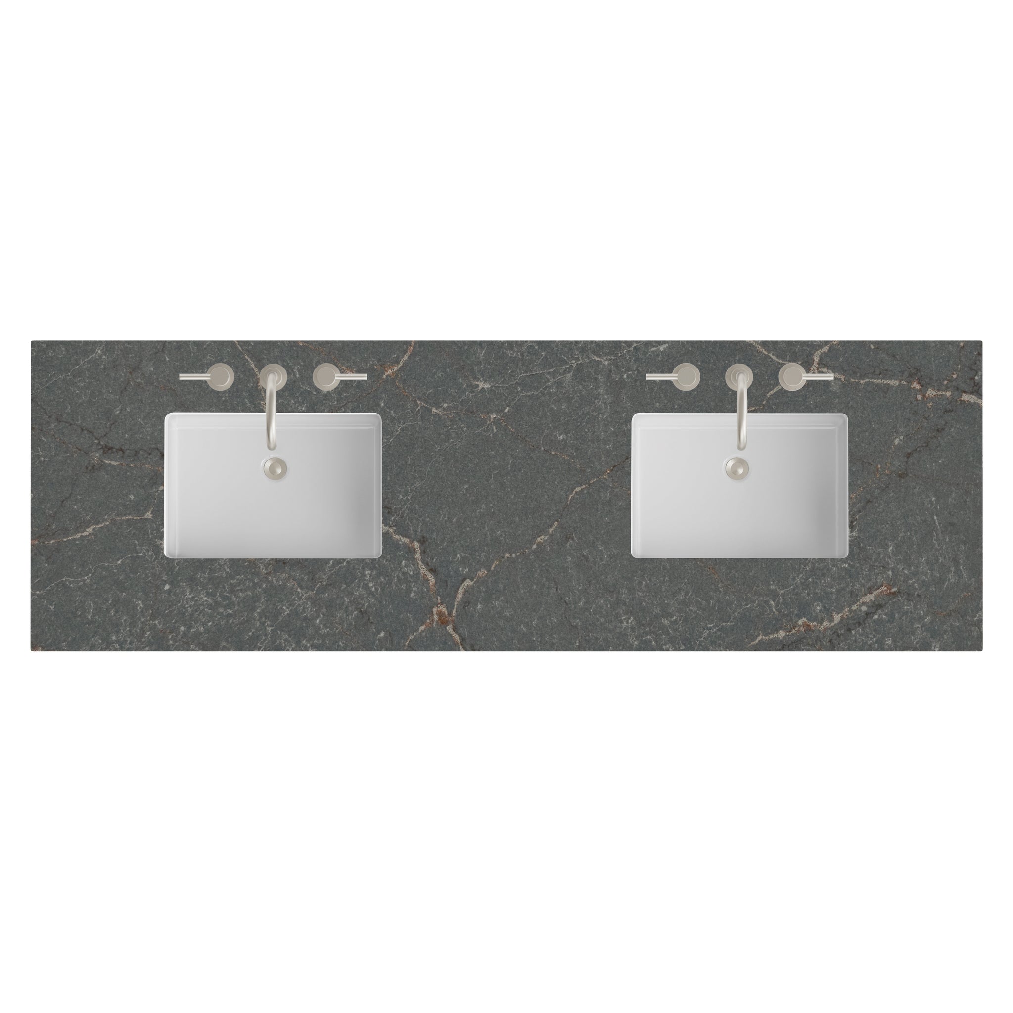 James Martin 72" Double Vanity Top with Parisien Bleu (Silestone) countertop