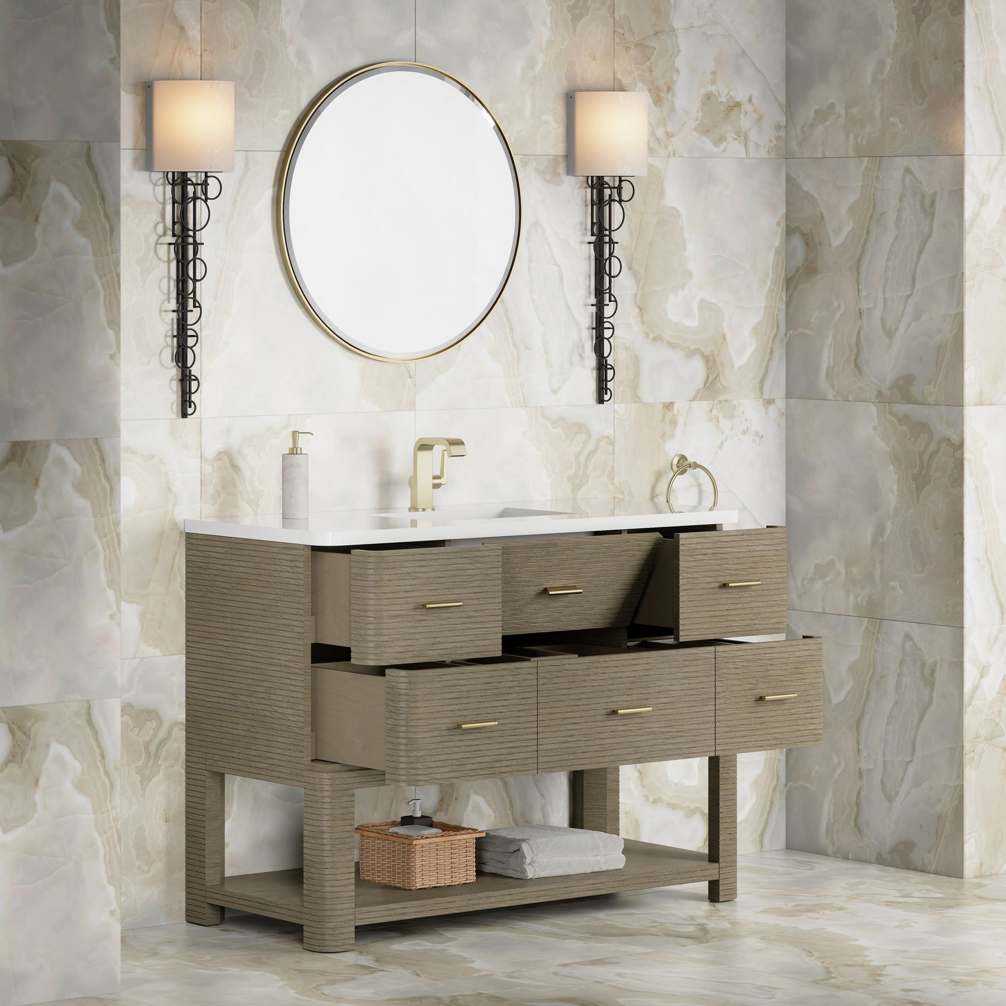 James Martin Lucian 48" Single Bathroom Vanity, Pebble Oak, view 22