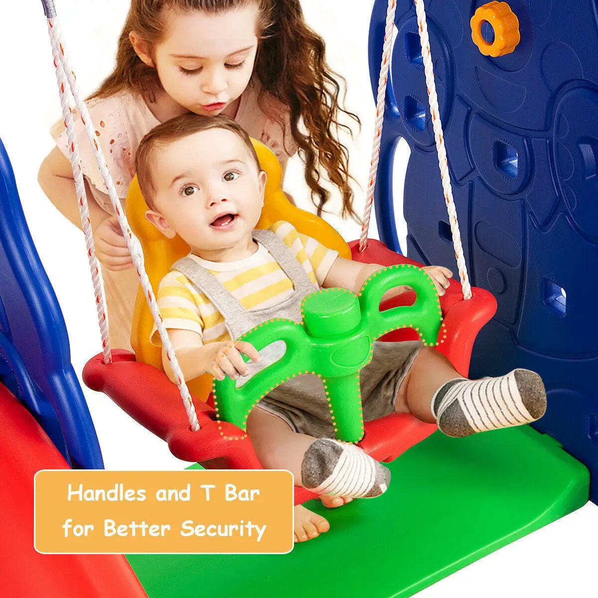 3-in-1 Junior Children Freestanding Design Climber Slide Swing Seat Basketball Hoop by DirectDeals