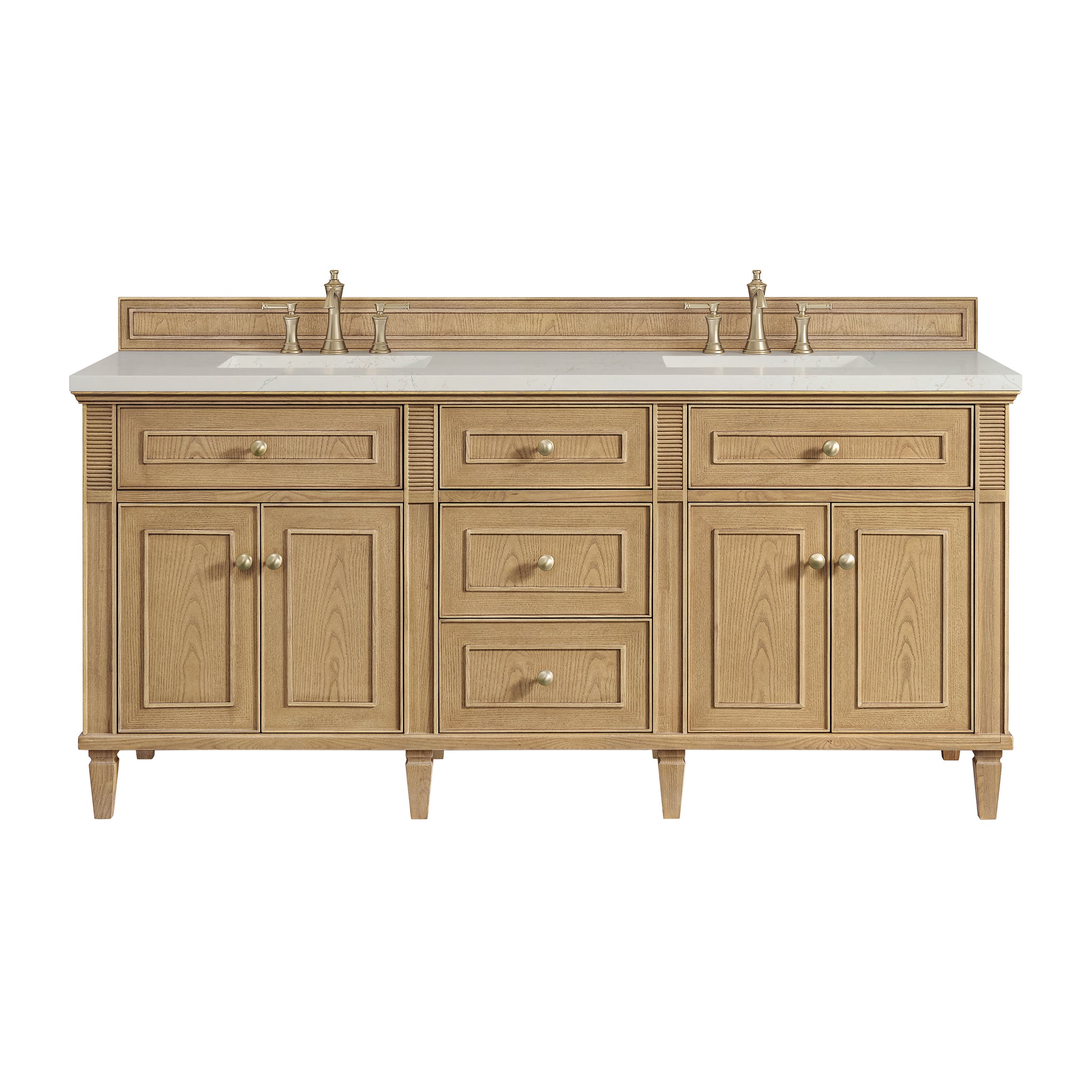 James Martin Lorelai 72" Double Bathroom Vanity, Light Natural Oak with Siberian countertop