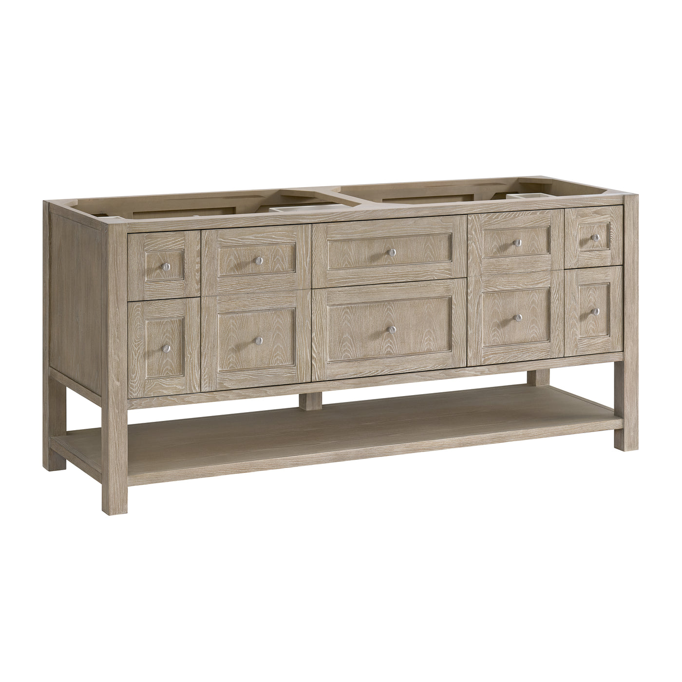 James Martin Breckenridge 72" Double Bathroom Vanity, Whitewashed Oak, cabinet without a countertop
