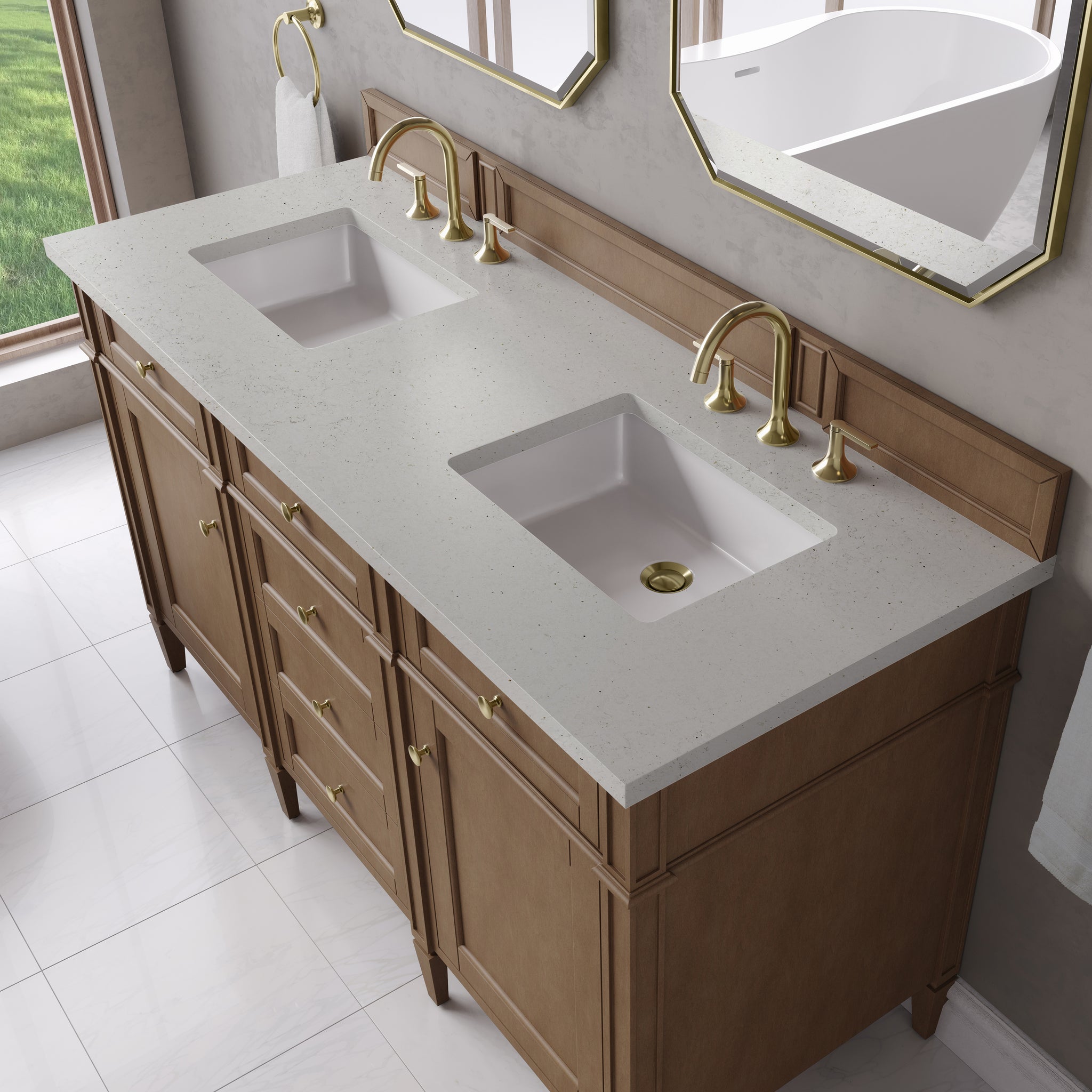 James Martin Brittany 60" Double Bathroom Vanity, Pecan, view 30