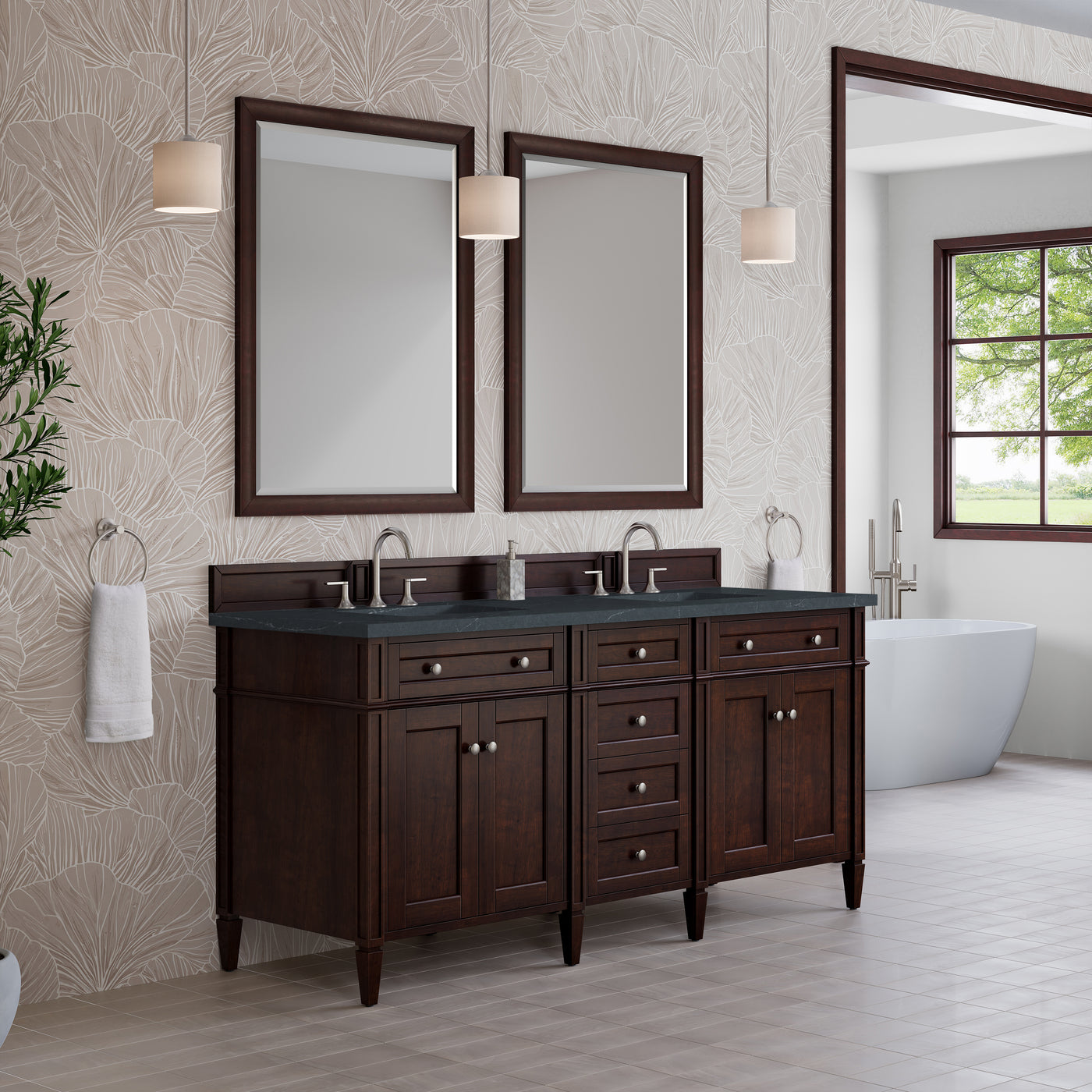 James Martin Brittany 72" Double Bathroom Vanity, Burnished Mahogany, view 37