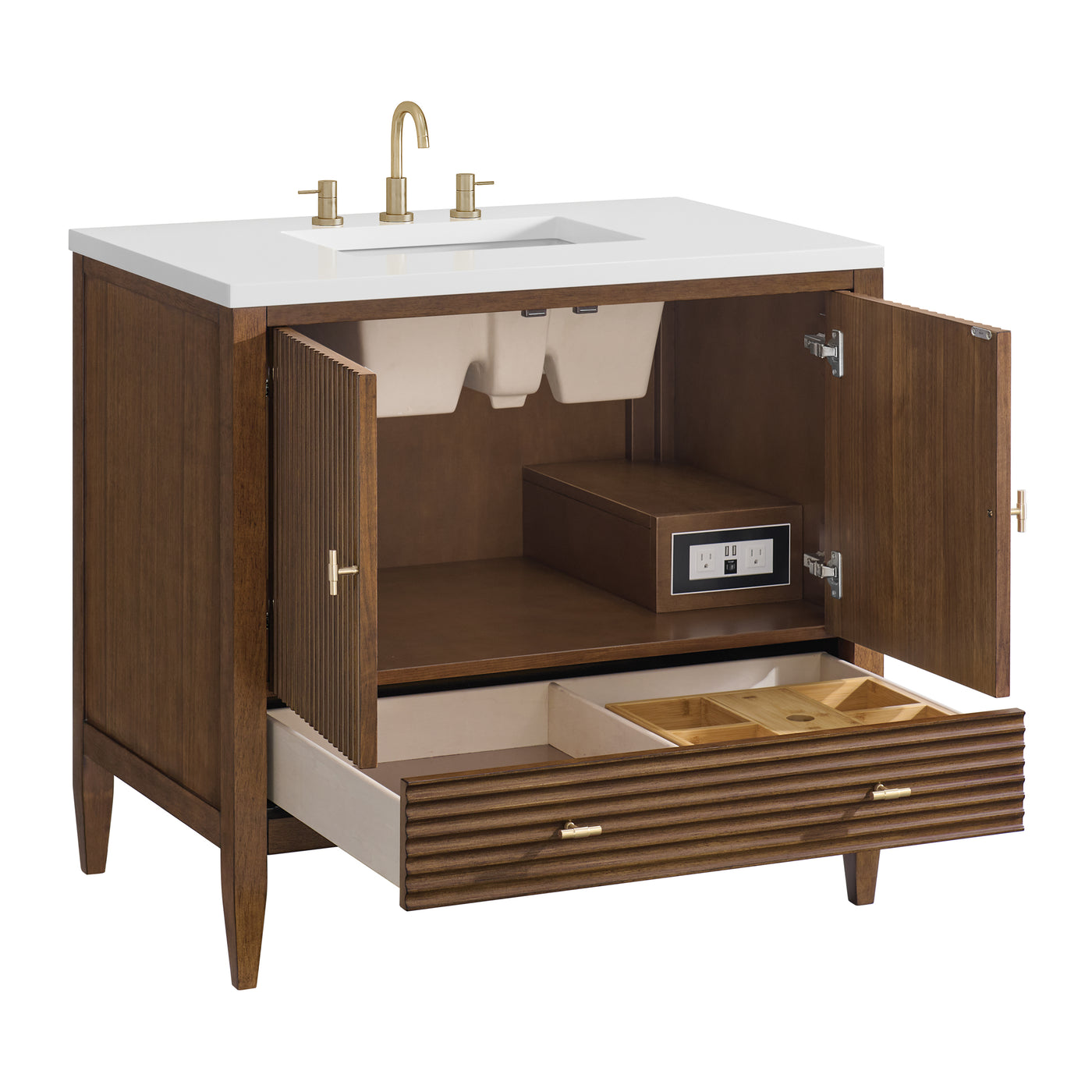 James Martin Myrrin 36" Single Bathroom Vanity, Mid-Century Walnut, view 23