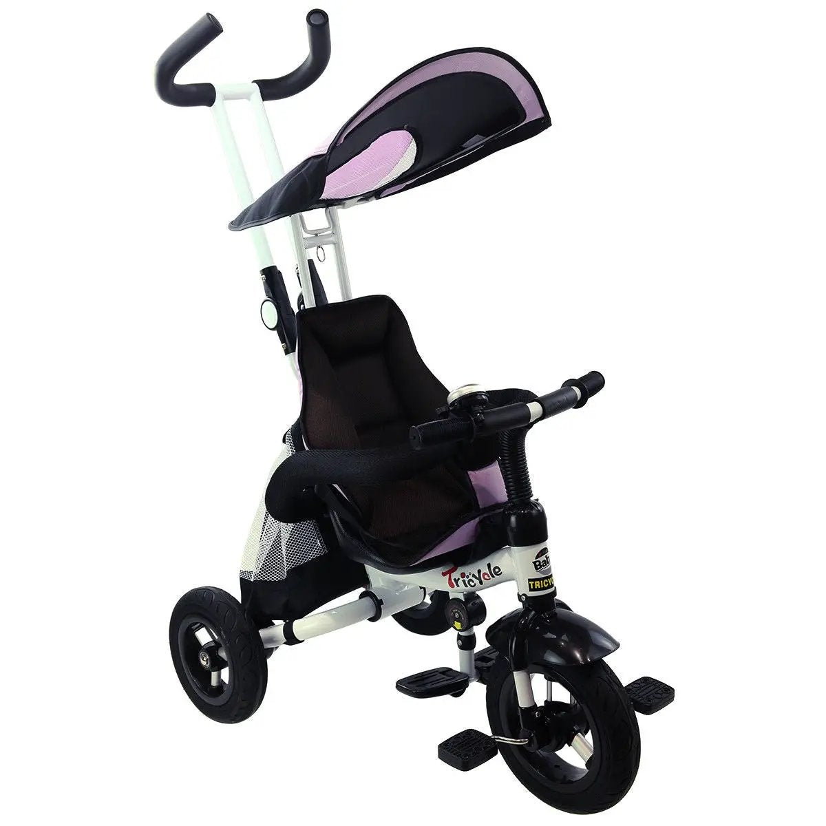 4-in-1 Detachable Learning Baby Tricycle Stroller w/ Canopy Bag-Pink by DirectDeals