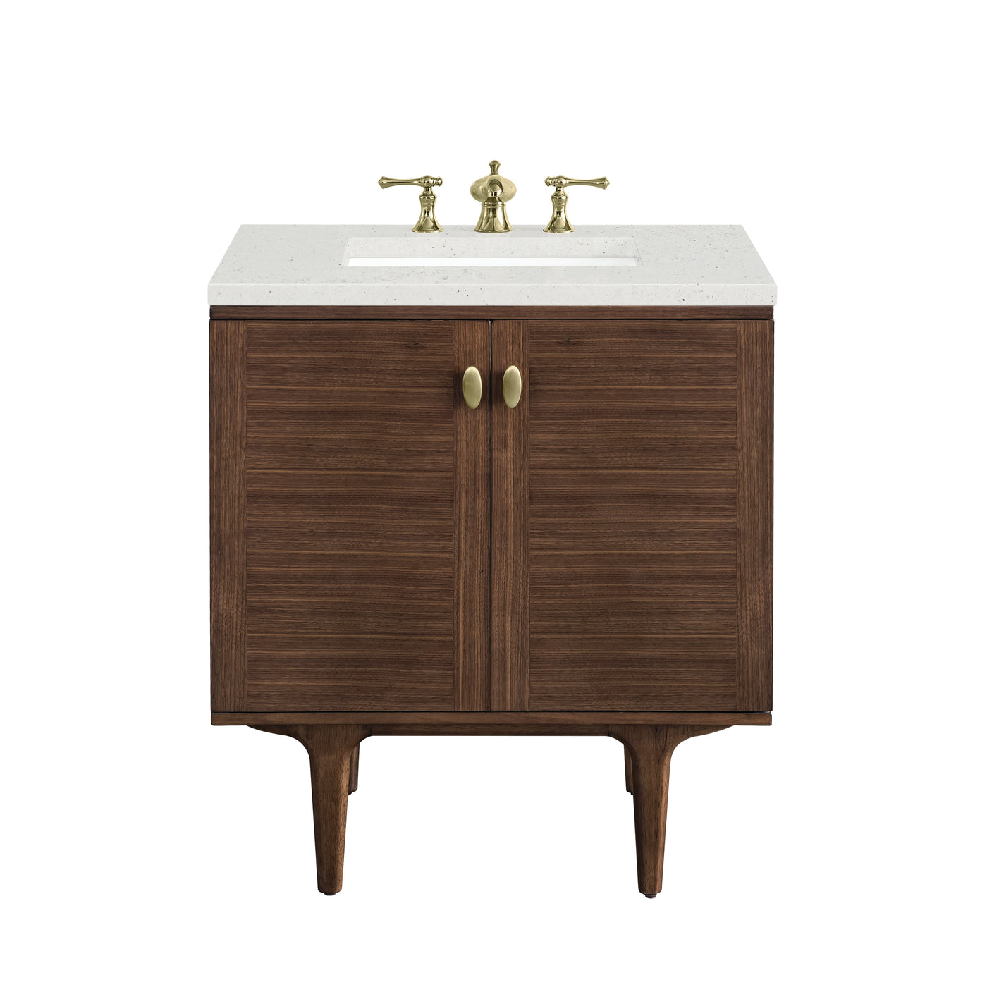 James Martin Amberly 30" Dual Mount Single Bathroom Vanity, Mid-Century Walnut, view 22